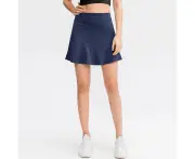 Women 2 in 1 Tennis Skirt with Leggings and Pockets Quick Dry Workout Skorts Athletic Running Skorts - Navy