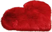 Heart Rug 40x50cm Faux Rug Soft and Cozy Plush Area Rug Heart Shaped Shaggy Carpet Mats for Living Room Bedroom Kids Room Sofa Home Decor Red Heart Rug