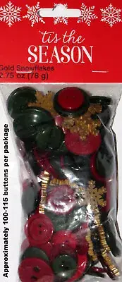 Christmas Buttons Snowflake and Round Holiday Plastic Buttons Novelty Assorted