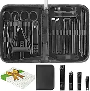 Manicure Set, Professional Nail Clippers Pedeicure Kit 26 Pieces Nail Care Tools for Travel & Grooming (Black)