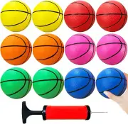 12 Pcs 5 Inch Mini Basketballs,Colorful Rubber Inflatablebasketball,Po
