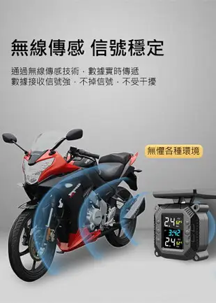 FLYone GT700+ 無線TPMS 摩托車胎壓偵測器 胎外式彩色螢幕