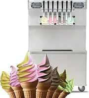 Kolice commercial floor standing 7 flavors soft ice cream machine, frozen yogurt soft serve ice cream maker-upper tanks refrigerated, full transparent dispensers, 4+3 mixed flavors