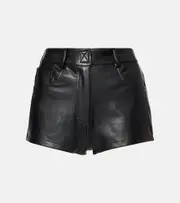 [Norma Kamali] Norma Kamali High-rise faux leather shorts AU 16 black