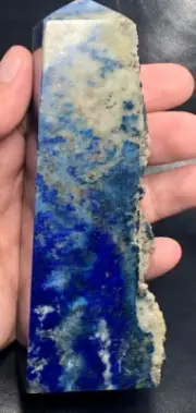 404 Gr Unique Fluorescent Afghanite Crystal on LapisLazuli Partial Tower .Afg