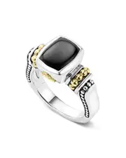 Lagos 18K Gold and Sterling Silver Rittenhouse Small Onyx Small Ring