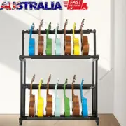 Ukelele Storage Rack 1.2M Adjustable Height 2 Tiers Violin Guitar Display Stand