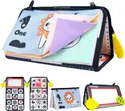 Tummy Time Toys Cloth Books with Mirror Teethers Black and White High Contrast E