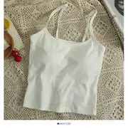 Plain Cami Top with Pads in 5 Colors White - One Size