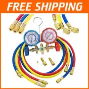 Heavy-Duty Refrigerant Manifold Gauge Set with 800 PSI Hoses for All Major Types