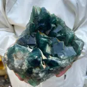 5.3lb Large NATURAL Green Cube FLUORITE Quartz Crystal Cluster Mineral Specimen