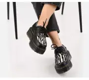 DR. MARTENS RAMSEY ZEBRA HAIR ON&LEATHER PLATFORM CREEPERS MSRP$240 UNIQUE&CHIC