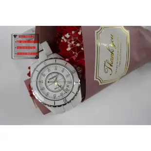 優買二手精品名牌店 CHANEL 香奈兒 H1629 白色陶瓷 原裝 38MM 點鑽 鑽石 J12 機械錶 手錶 近新