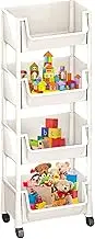 Rolling Storage Cart – Multi-Tier Organizer for Study Rooms | Mobile Shelf Cart for Snacks and Books | Wheeled Organizer for Toys and Supplies | Compact Rack for Narrow Spaces, Utility Cart for Small