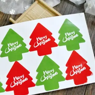 經典紅綠聖誕樹造型貼紙/封口貼 (6枚入)【BlueCat】【XM0146】