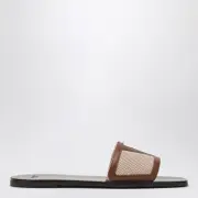 [Valentino Garavani] Viva Superstar brown canvas slide sandal 39 IT Beige
