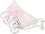 Doll Stroller Candy Cart Shopping Cart Miniature Doll Preparation Shopping Cart Candy Basket for Baby Party Housewarming Wedding Party (Pink