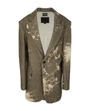 R13 Paint Splatter-Printed Single-Breasted Tweed Blazer S,L Multicolor