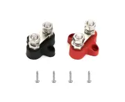 QIOON 2 Pack 5/16" Studs Bus Bar Dual Terminal Block Stud M8 48V Junction Block Power Distribution Block Battery Power Heavy Duty Junction Post for Truck R