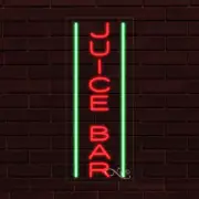 NEW "JUICE BAR" w/BORDER VERTICAL 30x12x1 INCH LED FLEX WINDOW INDOOR SIGN 31581