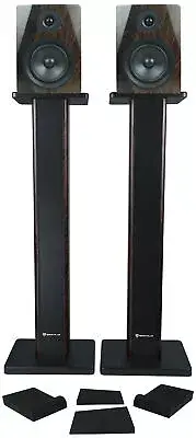 (2) Rockville APM5D 5.25" 250W Dark Wood Powered Studio Monitors+36" Stands+Pads