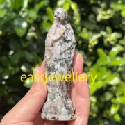 4" Natural Sesame stone Virgin Mary Quartz skull crystal skull Figurines Gem 1PC