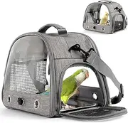 Bird Travel Carrier with Perch, Parakeet Backpack Carriers with Stainless Steel Plate, Portable Pet Carrier, Bag for Bird Cage Accessories Transparent, Travel Carrier Cage for Budgie Conure Cockatiel
