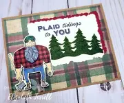 Stampin Up Card Kit Lumberjack Plaid Tidings Christmas Holiday Wood masculine