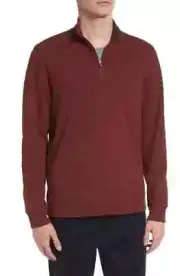 NWT TED BAKER LONDON Men's Berks Stand Collar Quarter Zip Pullover Maroon