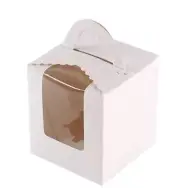 25 Pcs Single White Cupcakes Containers Gift Boxes with Window Inserts Handle...