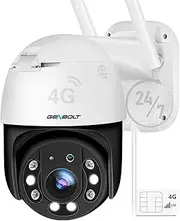 GENBOLT 3G/4G LTE Security Camera Outdoor No WiFi, Wireless PoE IP Surveillance Camera with Human Detection, Auto Tracking CCTV Camera with Sim Card