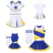 Kid Girls Cheer Leading Costume Outfits School Stage Party Uniforms Carnival Set