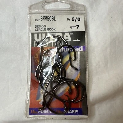 Mustad Demon Circle Hook 39950BL Size 6/0 Quantity 10 Ultra Point