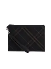 Burberry Checkered Coated Canvas Pouch Bag