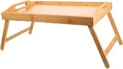 Happyyami Wood Bedside Folding Desk Multi-use Serving Tray Table with Legs Perfect for Dorms Bedrooms Compact Spaces