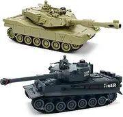 JECAURS RC Battle Tank Set, 1/28 Scale RC Army Tanks with Life Indicators, Realistic Sounds, Lights, RC Military Toy for Kids and Adults
