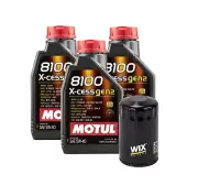 3L Motul 8100 X-CESS GEN2 5W-40 Wix Filter Motor Oil Change Kit API SN