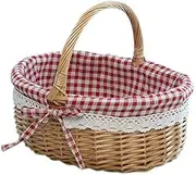 domoi Wicker Basket Baskets Empty Oval Willow Woven Picnic Basket with Handle Wedding Basket Small