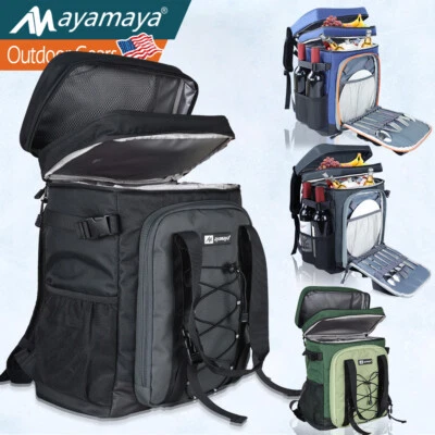 40 Cans Backpack Cooler Large Insulated Leakproof Bag Double Deck for In/Outdoor