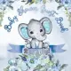 It’’s a Boy! Baby Shower Guest Book: Cute elephant tiny baby boy, ribbon and flowers with letters watercolor blue theme