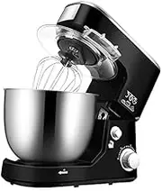 Stand Mixer, 1000W High Power Desk Mixer, with Three Mixing Heads for Different Functions, ncluding Dough Hook, Mixing Stick and Egg Whisk, 5L Stainless Steel Bowl Comes with a Splash Guard.