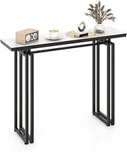 [Giantex] 110cm Console Table, Faux Marble Sofa Table w/Sturdy Metal Legs, Adjustable Feet, Modern Entryway Table, Perfect for Foyer, Living Room, Hallway (Black)