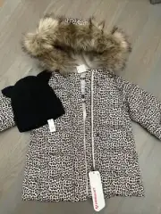 NWT Baby Gap girl leopard COLDCONTOL ULTRA MAX faux fur puffer coat hat SET 2T