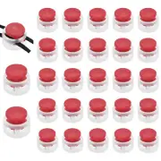 25 Pcs Plastic Spring Cord Lock, Double Hole Round Stopper, Transparent + Red