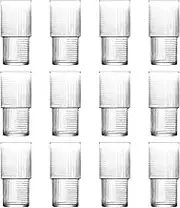 12x 400ml Helen Stacking Highball Glasses - Tall Dishwasher Safe Glass Water Gin Juice Cocktail Drinking Hi Ball Tumblers Glassware Set - by LAV