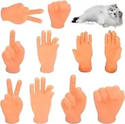 Pack of 10 Mini Hand Finger Puppets, Small Hands, Tiny Hands, Finger Puppet Set, Rubber Finger Puppets, Left and Right Hand, Finger Puppets Prank Toy for Pets, Cats, Children, Games Party