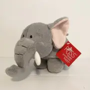 Russ Elephant Plush Big Trunk Plump Stuffed Animal Toy Lovey 8” Gray Pink New