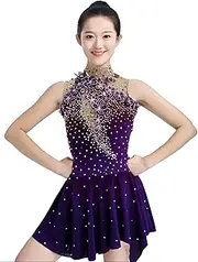 [Zagitova] Figure Skating Dress for Girls with Shiny Rhinestone Gradient Applique Women Open Back Competition Dance Outfit