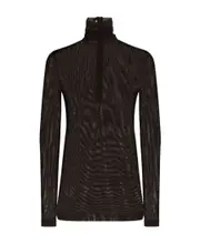 Dolce Gabbana Sheer Half-Zip Long-Sleeved Top IT46 Black
