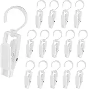 15 PCS Super Strong Plastic Clothes Pin Hooks Clip Family Travel Rotating Hanging Laundry Hooks Clip, Clothes Pins - 4.3 inches (White)